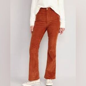 Old Navy NEW Higher High-Waisted Flare Corduroy Pants Rust/Brown SZ 16 fall work